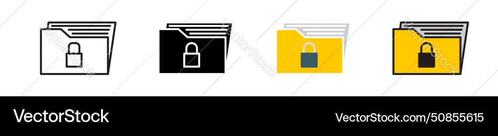 Secret folder icon set confidential data secure Vector Image