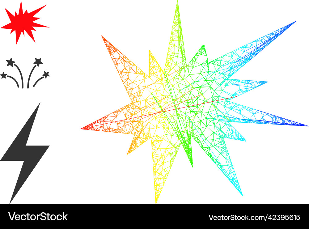 Spectral gradient net mesh boom icon Vector Image