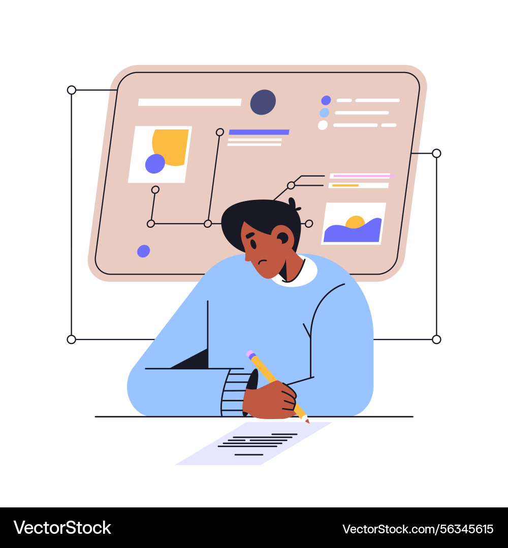 Student preparing for exam with graphs Student preparing for exam with graphs vector image