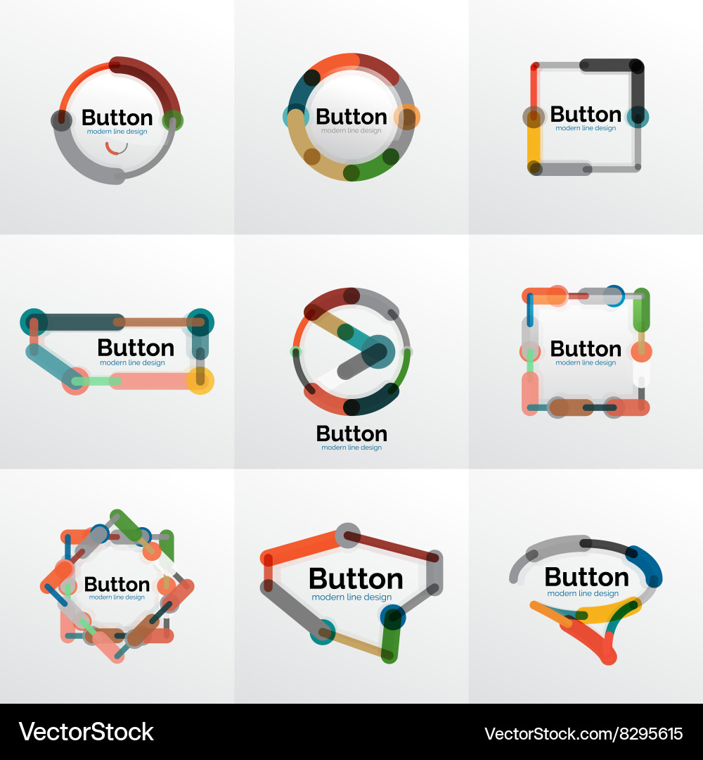 Thin line design geometric button set flat Vector Image