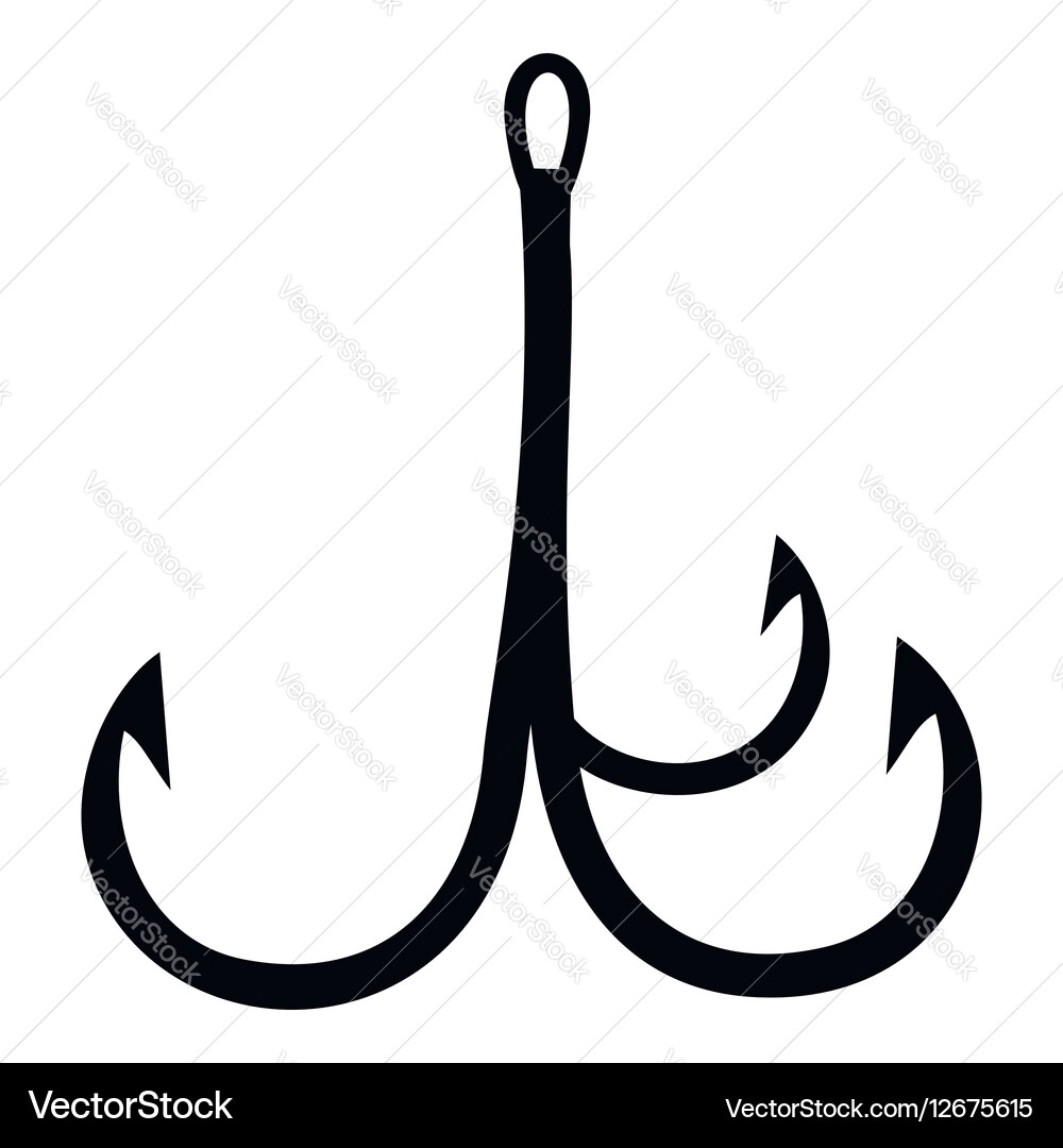 Three hooks icon simple style Vector Image