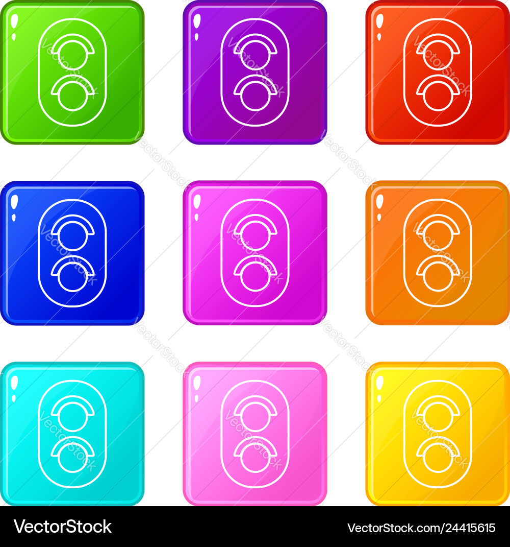 Traffic light railway icons set 9 color collection Traffic light railway icons set 9 color collection vector image