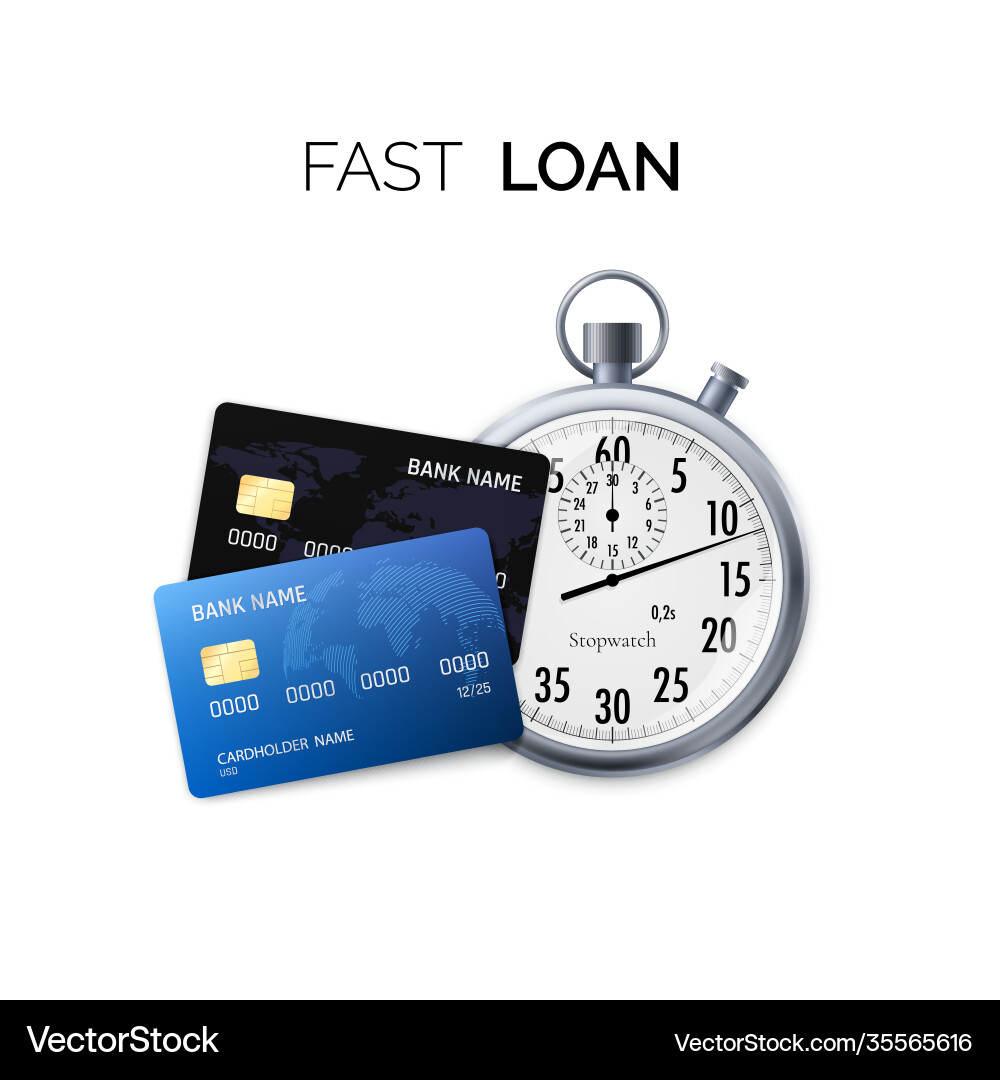 Fast loan concept timer and credit card vector image