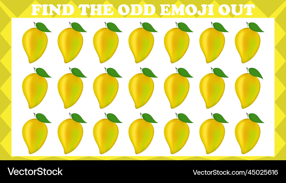 Find the odd emoji out visual logic puzzle game Vector Image