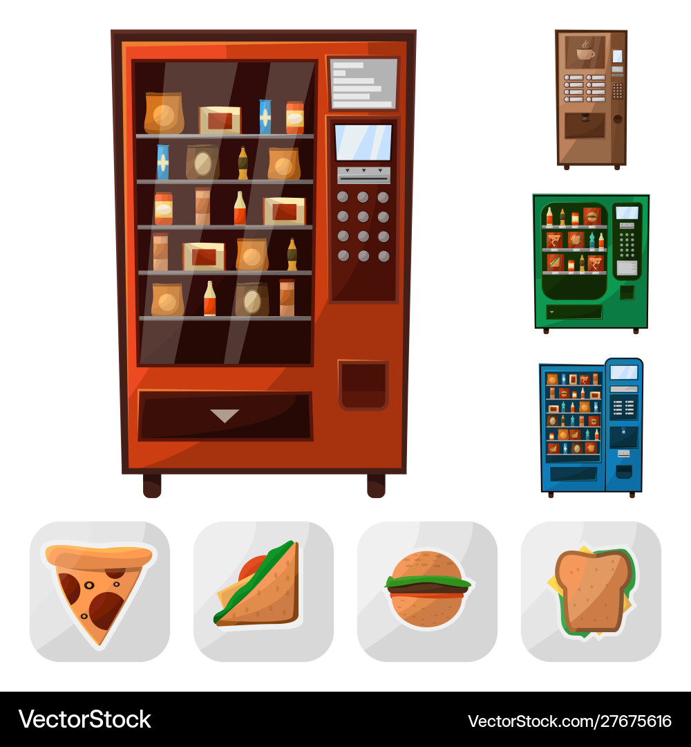 Isolated object vending and service logo set Isolated object vending and service logo set Vector Image