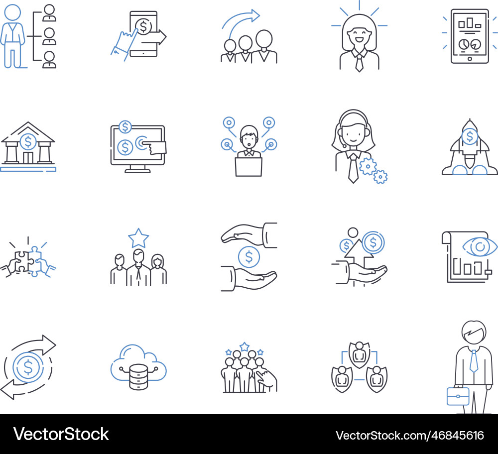 Job output line icons collection deliverables Job output line icons collection deliverables Vector Image