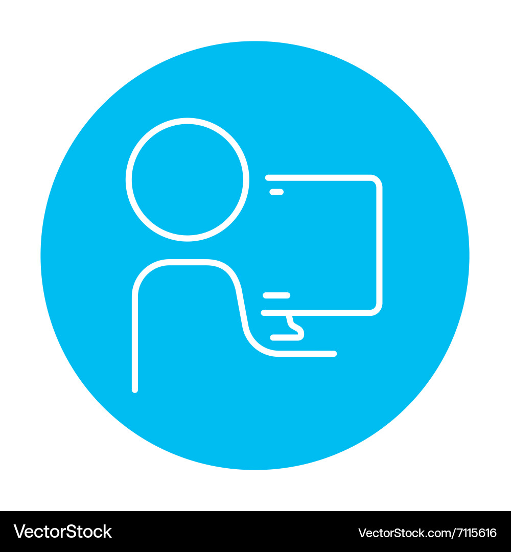 Man working at his computer line icon Vector Image
