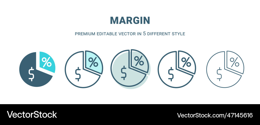 Margin Icon Set - 5 Styles Vector Image