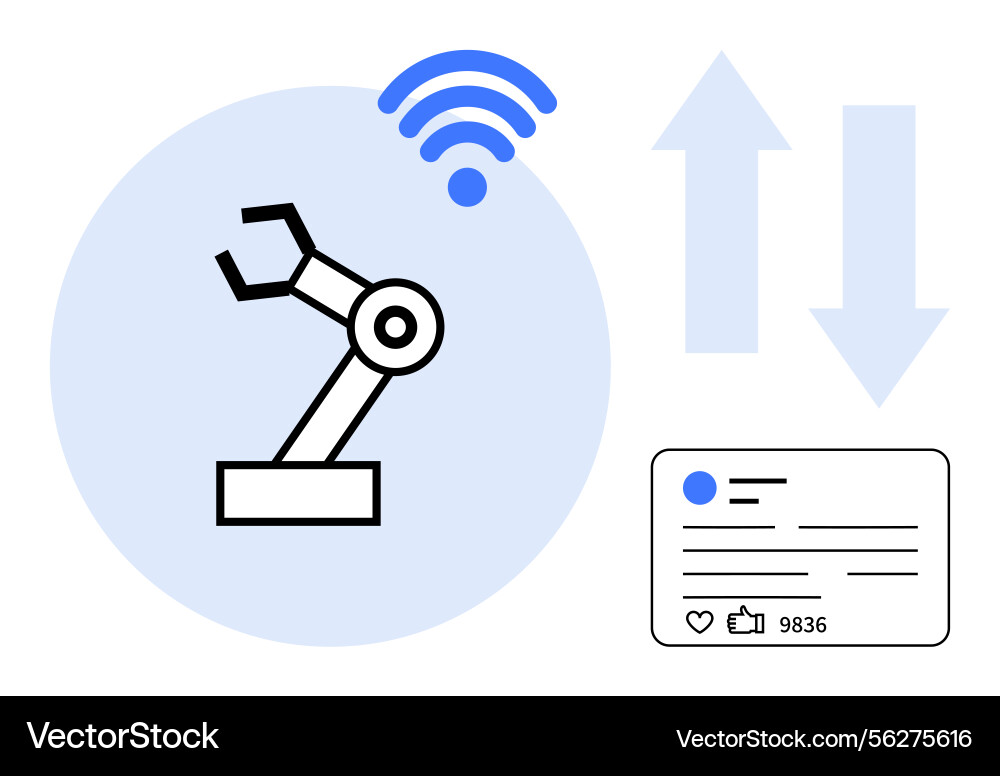 Robotic arm with wireless connectivity and data Robotic arm with wireless connectivity and data Vector Image