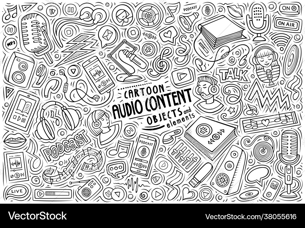 Set audio content theme objects Set audio content theme objects vector image