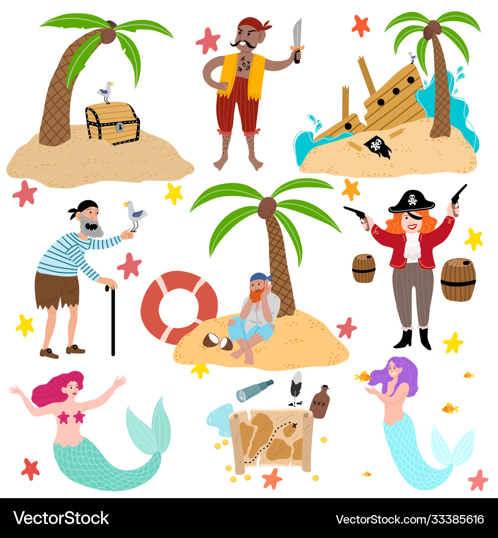Set objects places and characters connected Vector Image