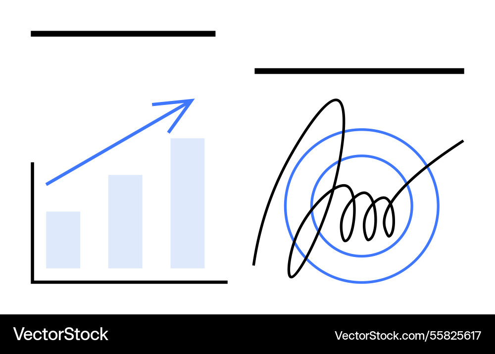 Data growth chart with upward arrow and target Vector Image