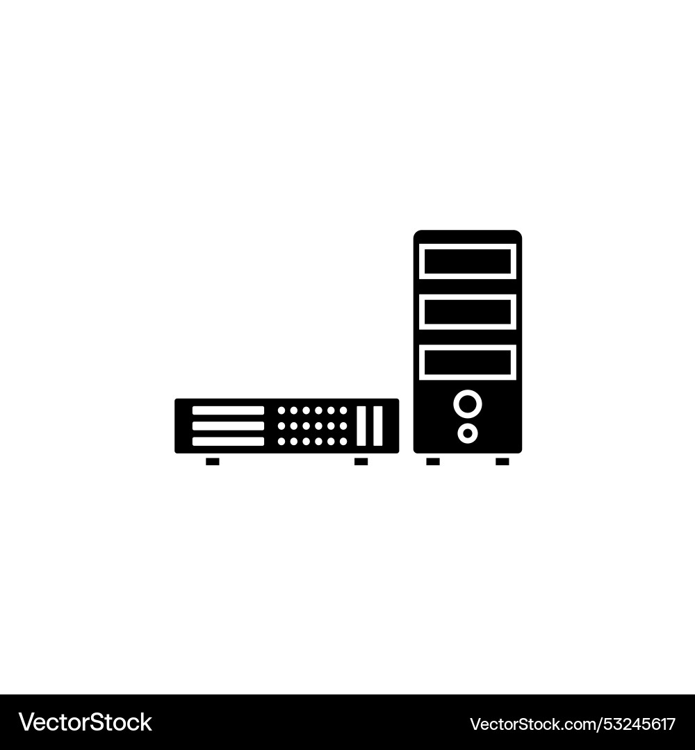 Datacenter computer server solid flat icon vector image