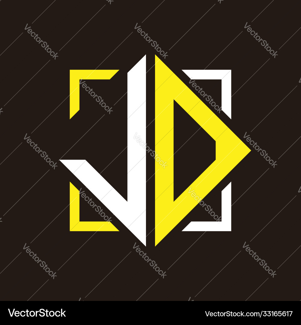 J o initials quadrangle monogram with square J o initials quadrangle monogram with square Vector Image