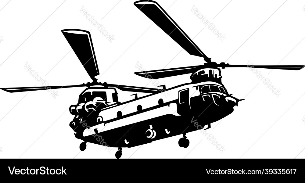 Military Helicopter Silhouette - Chinook Vector Image