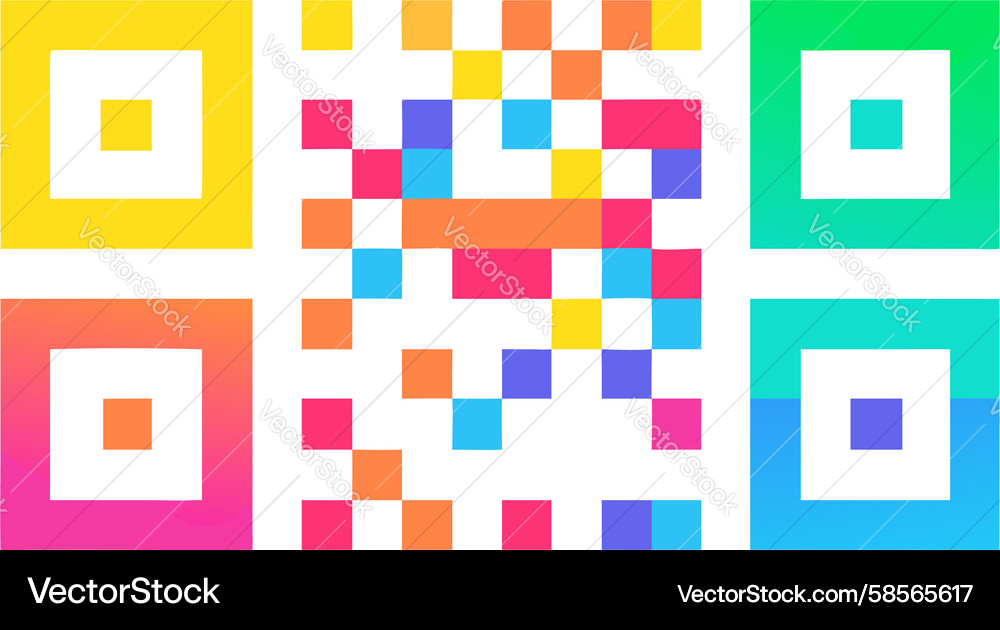 Pixelated QR Code Mosaic Vector Image