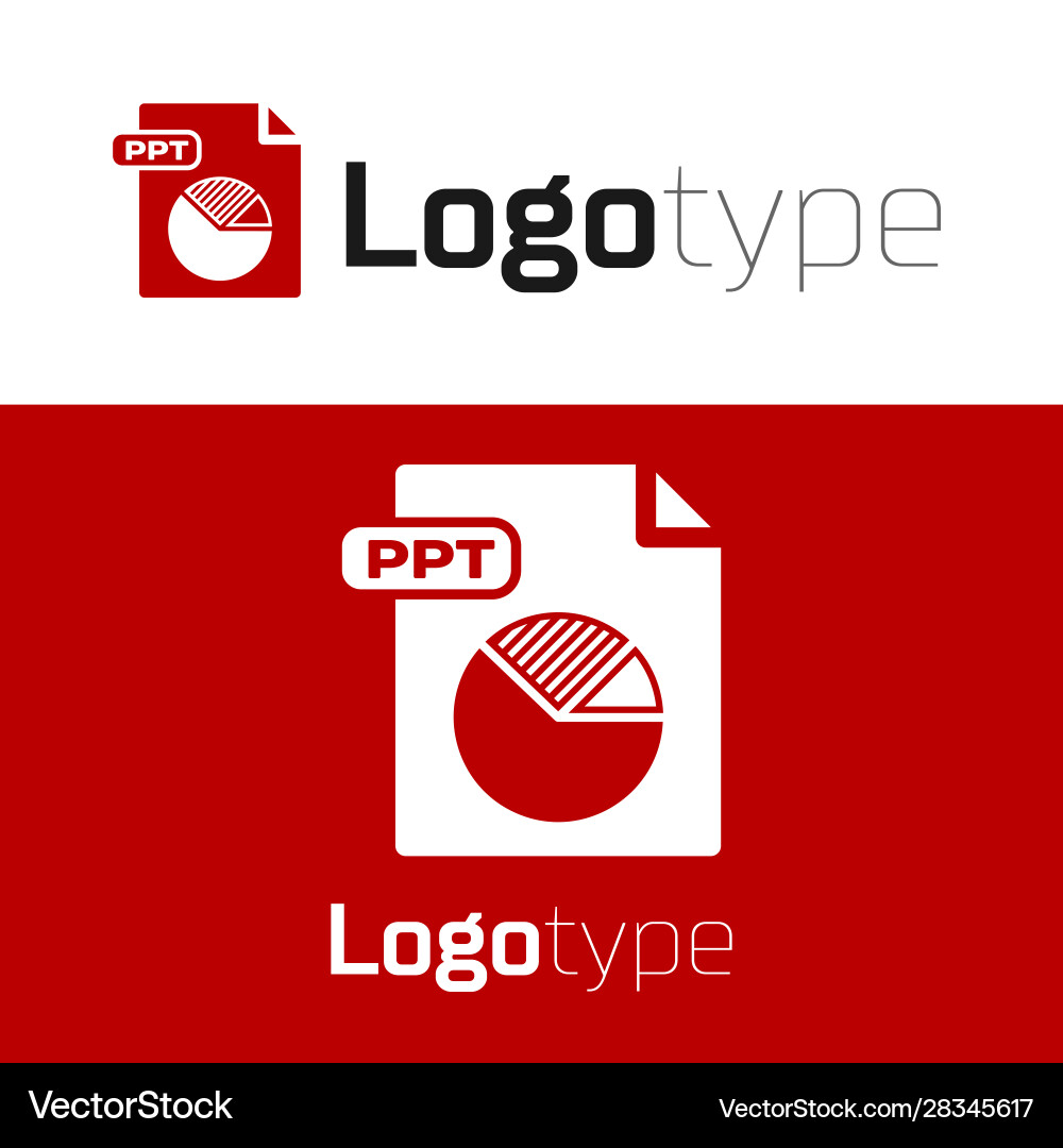 Red ppt file document download button icon Vector Image