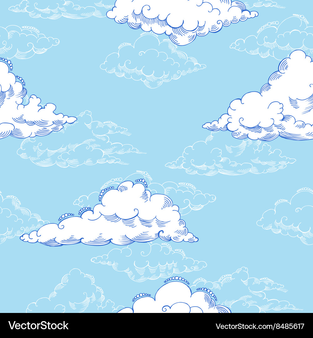 Seamless pattern with clouds sketches Vector Image