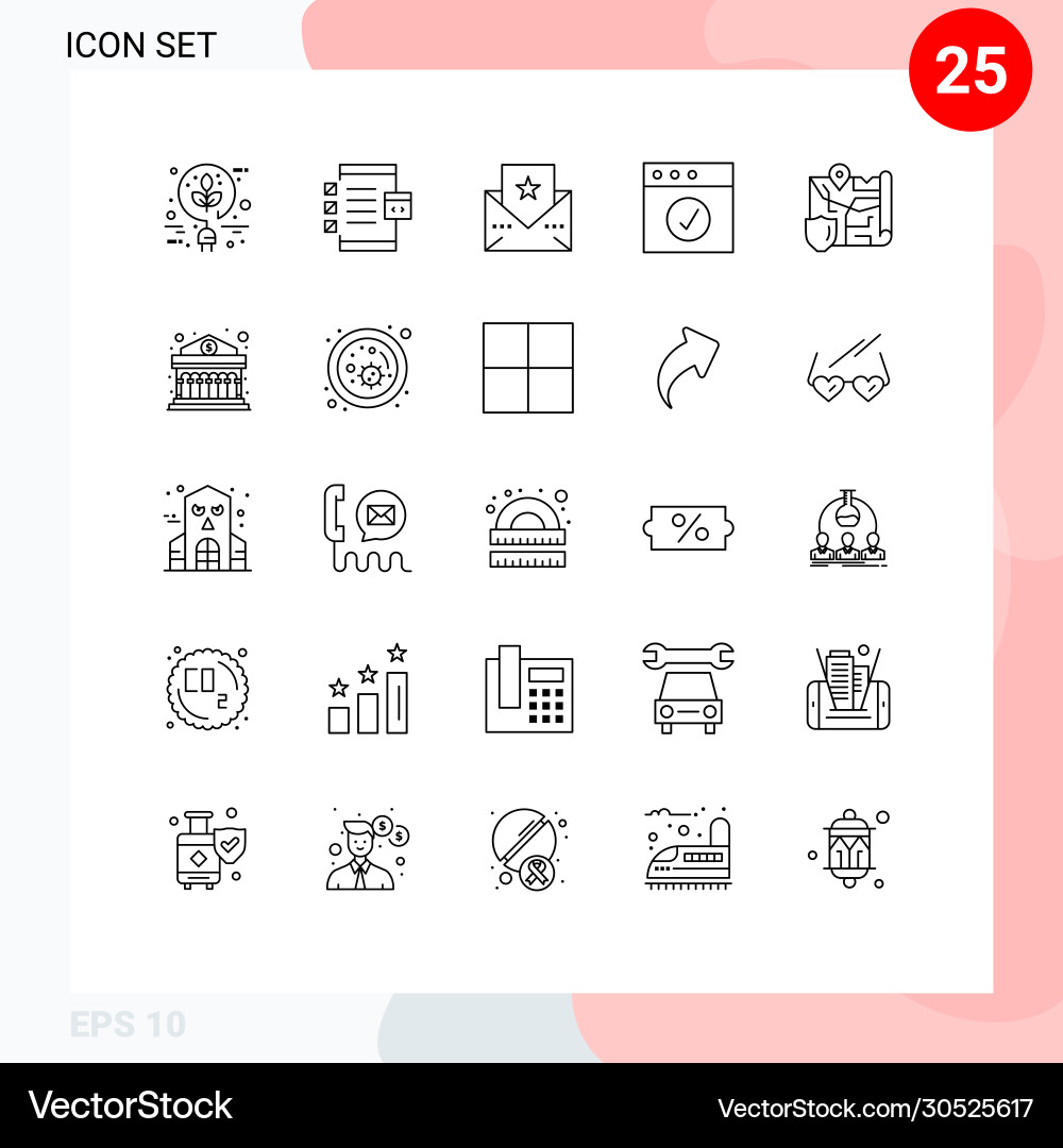 Set 25 lines on grid for location gdpr device Vector Image