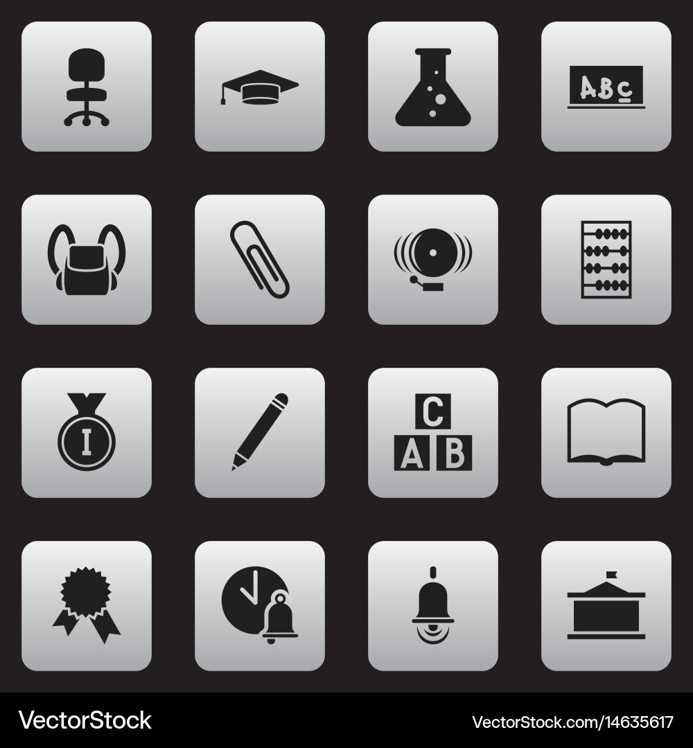 Set of 16 editable university icons includes Vector Image