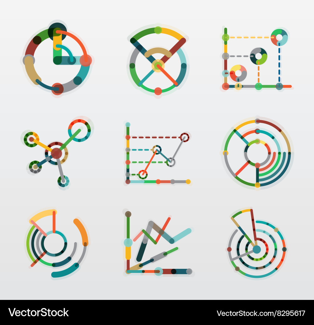 Thin line chart logo set graph icons modern Vector Image