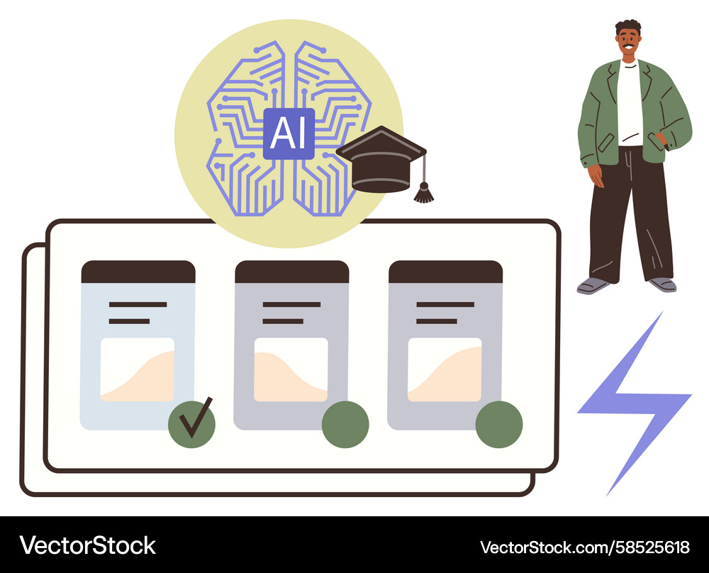 AI Learning & Smart Course Selection Vector Image