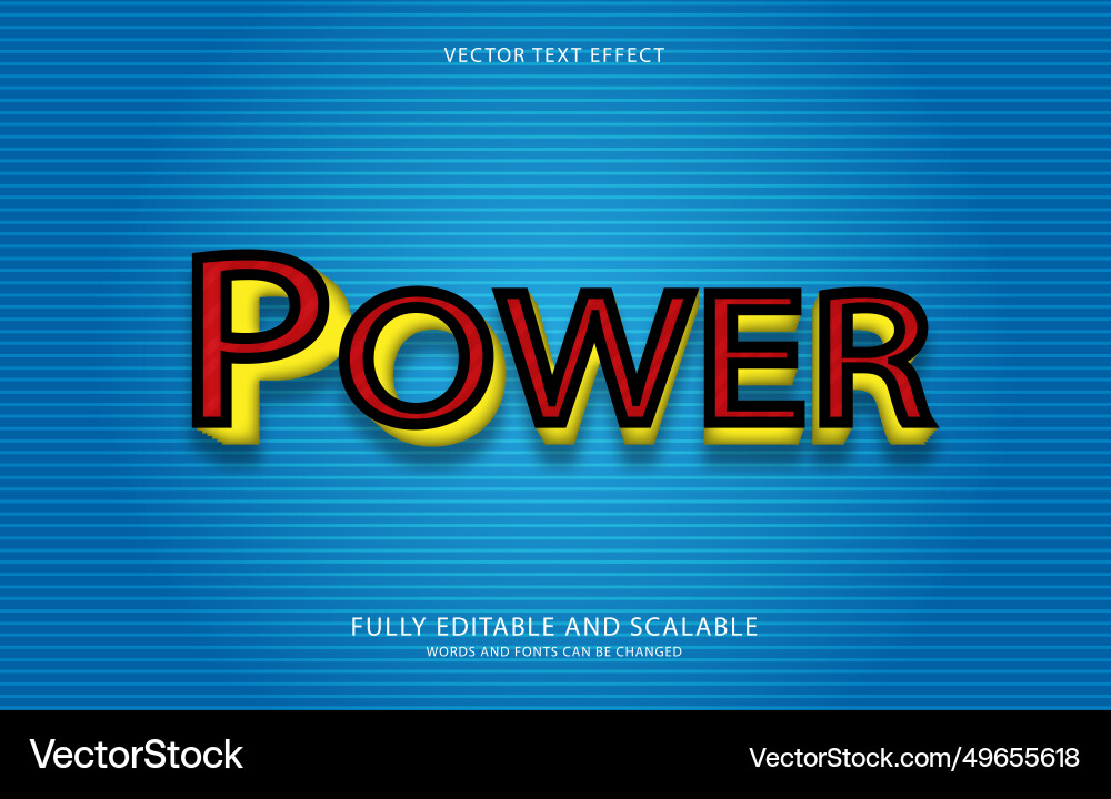 Editable text effect power style Vector Image