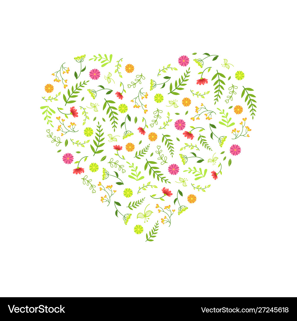 Floral Heart Decoration Vector Image