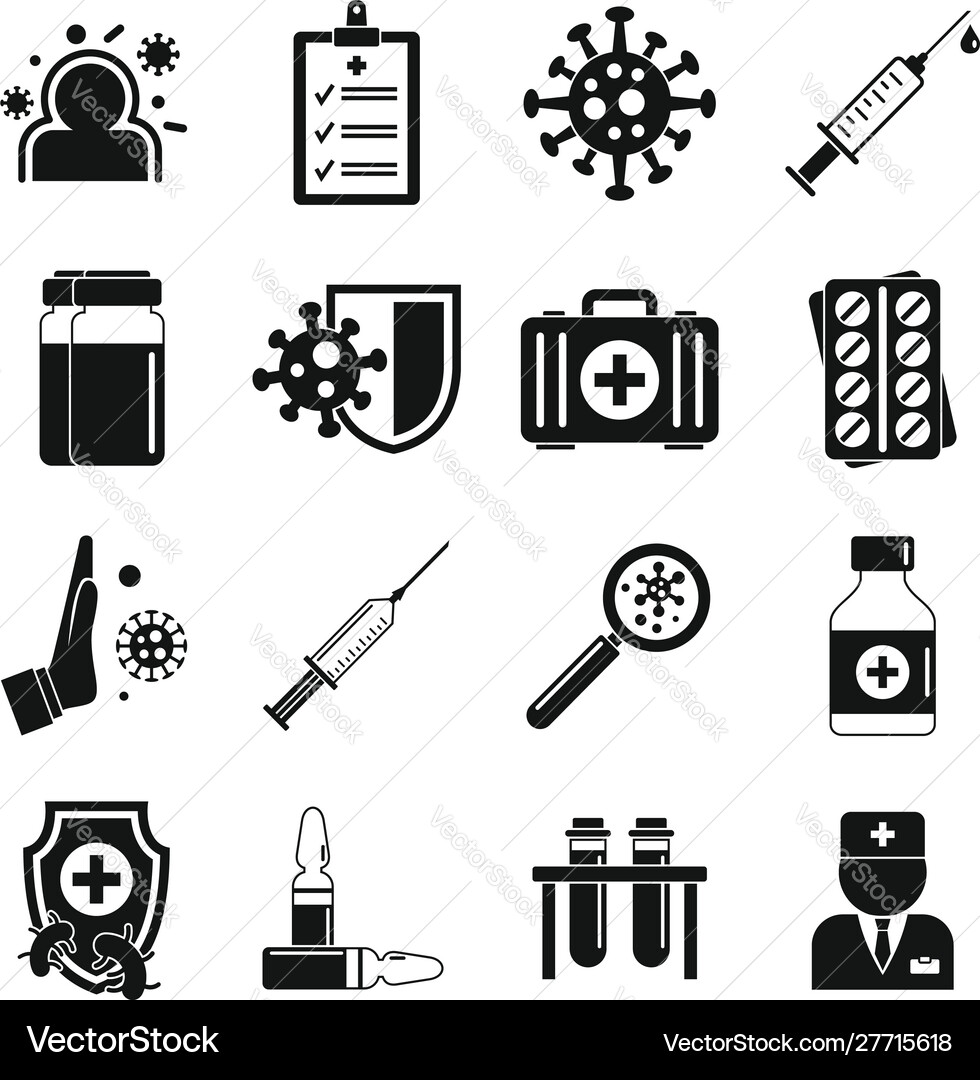 Immunization icons set simple style Immunization icons set simple style Vector Image