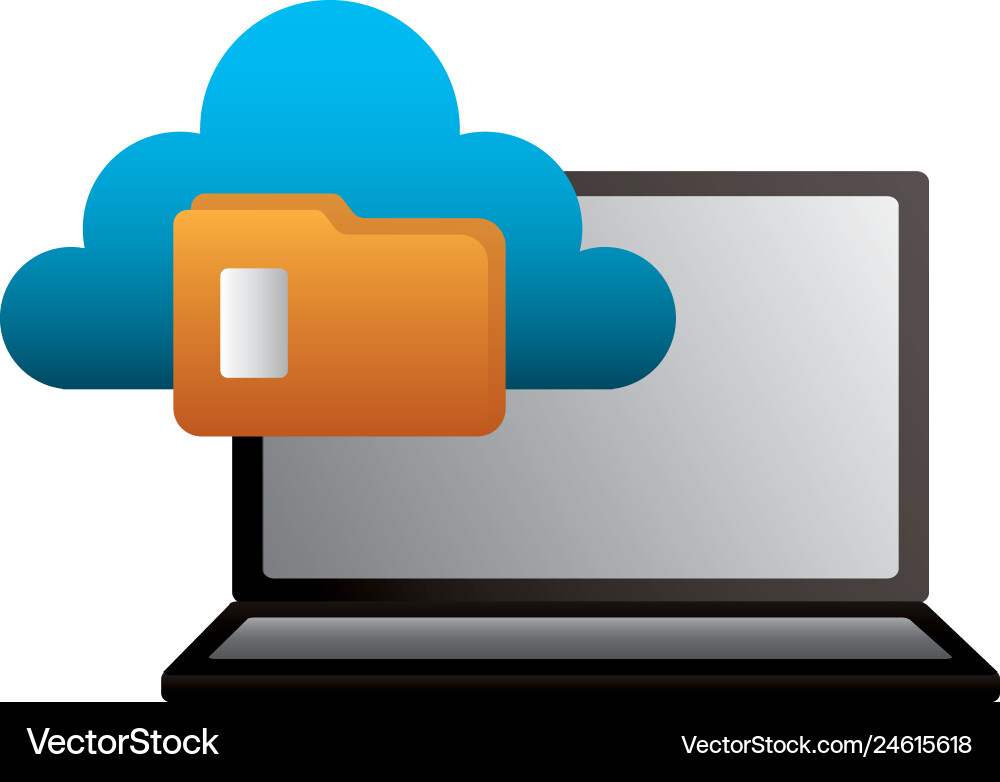 Laptop cloud computing folder file data Laptop cloud computing folder file data Vector Image