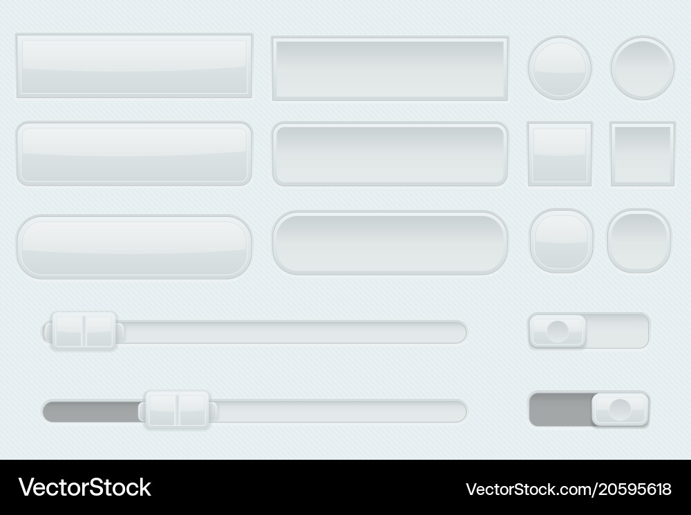 Light grey interface buttons sliders and toggle Vector Image