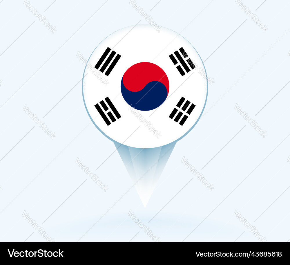 Map pointer with flag of south korea Vector Image