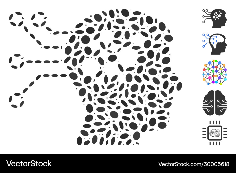 Oval mosaic neural computer links Vector Image