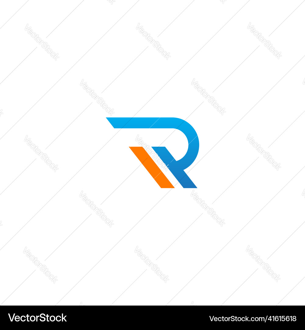 R initial font shape logo vector image