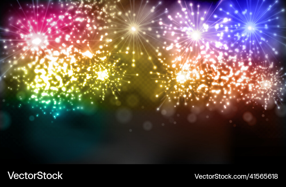 Realistic firework in dark transparent background Realistic firework in dark transparent background Vector Image
