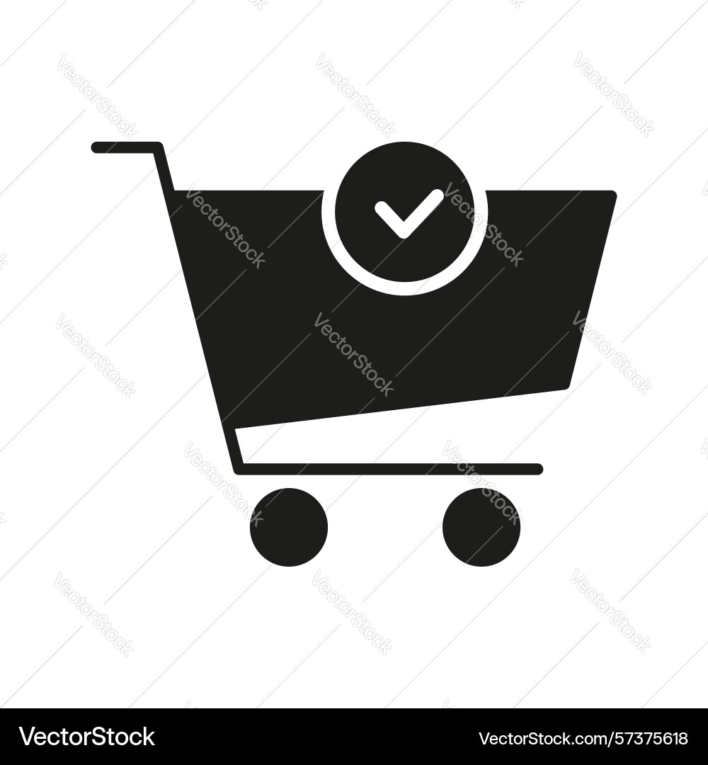 Shopping cart with check mark solid icon Vector Image