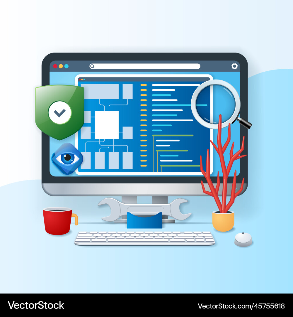 Site reliability engineering in 3d style Site reliability engineering in 3d style vector image