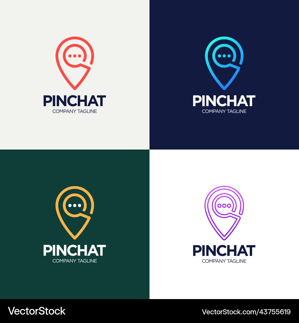 Abstract template with pin chat line logotype set Vector Image
