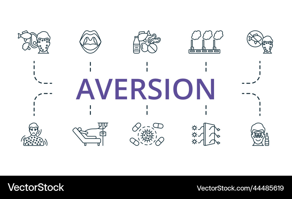 Aversion icon set monochrome simple Vector Image