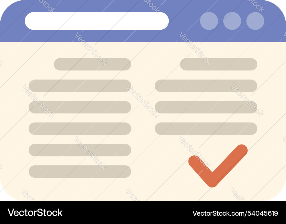 Browser window confirming the completion Vector Image