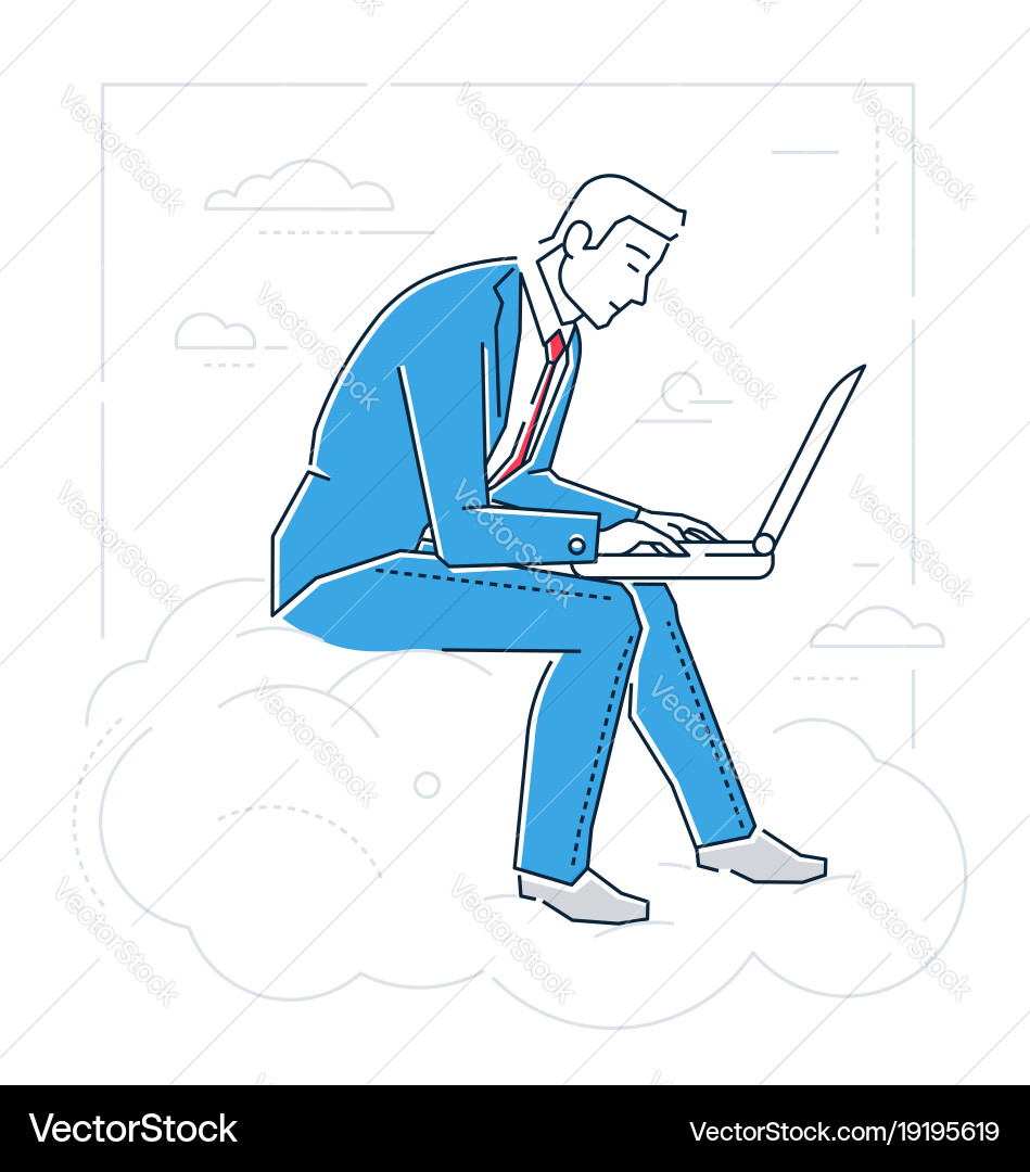 Businessman with a notebook - line design style vector image
