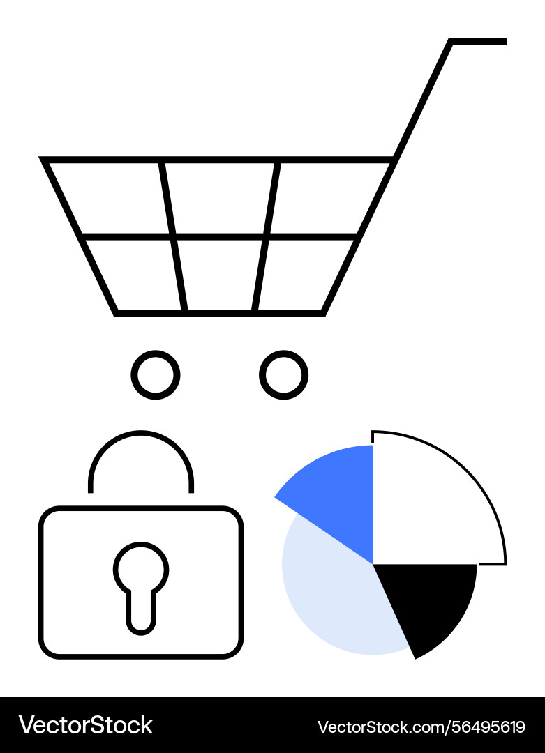 Digital shopping cart with security lock and data Digital shopping cart with security lock and data vector image