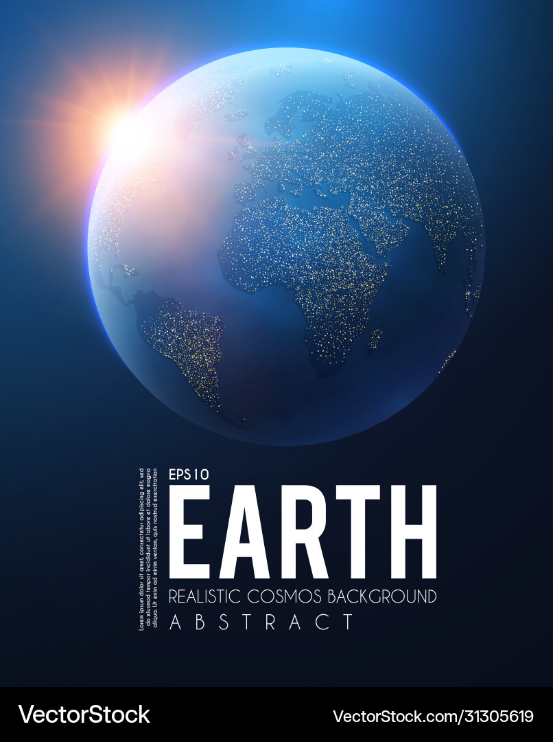 Eath planet in space with lights realistic Eath planet in space with lights realistic vector image