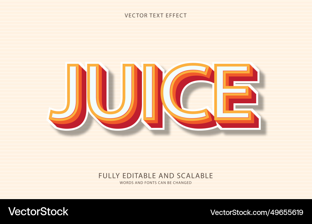 Editable text effect juice style Vector Image