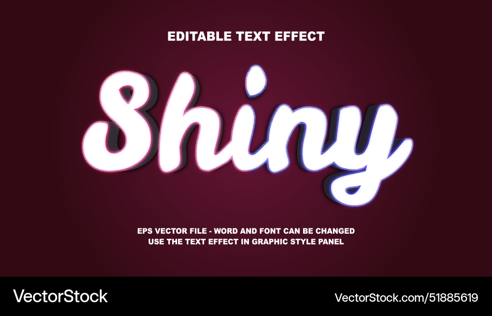 Editable text effect shiny 3d template Vector Image
