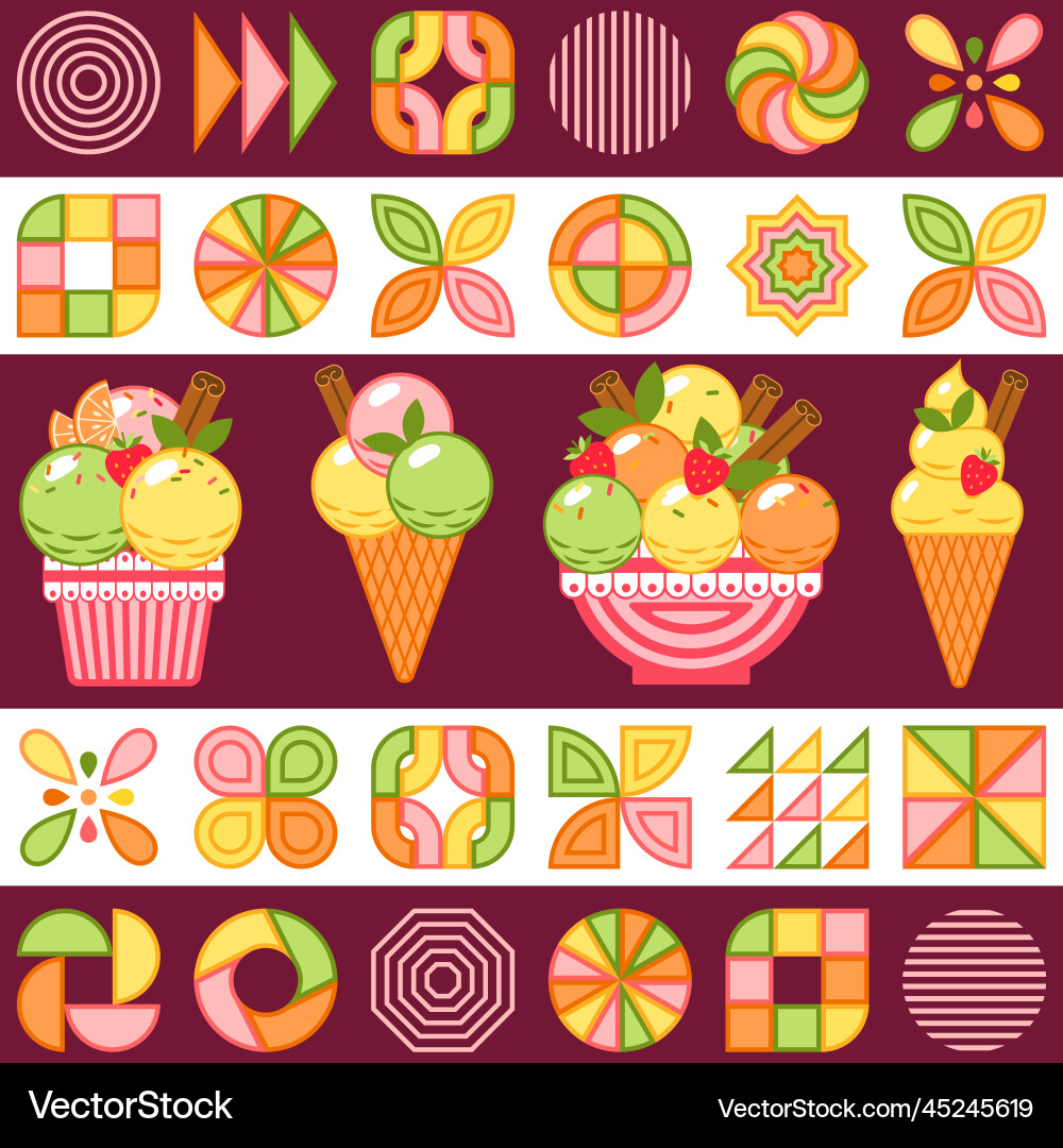 Geometric pattern with ice cream Vector Image