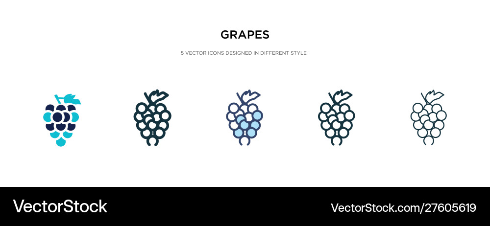 Grapes icon in different style two colored Vector Image