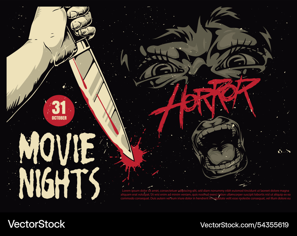 Halloween horror movie night poster Halloween horror movie night poster vector image