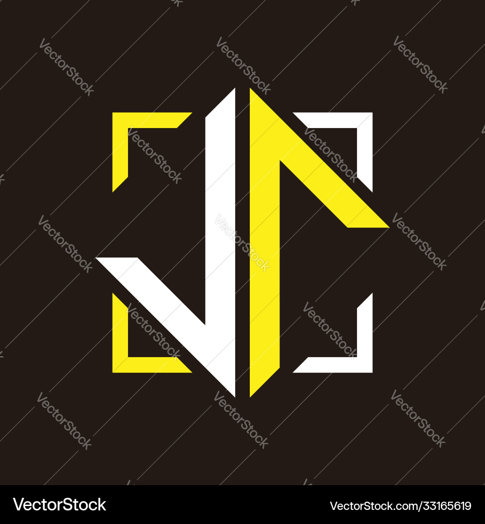 J r initials quadrangle monogram with square J r initials quadrangle monogram with square Vector Image