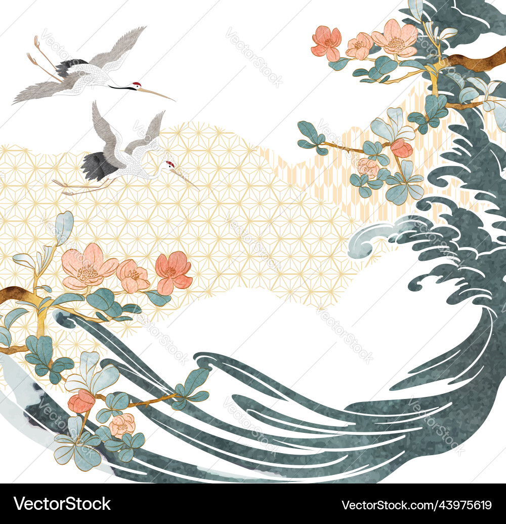 Japanese background with watercolor painting Japanese background with watercolor painting vector image
